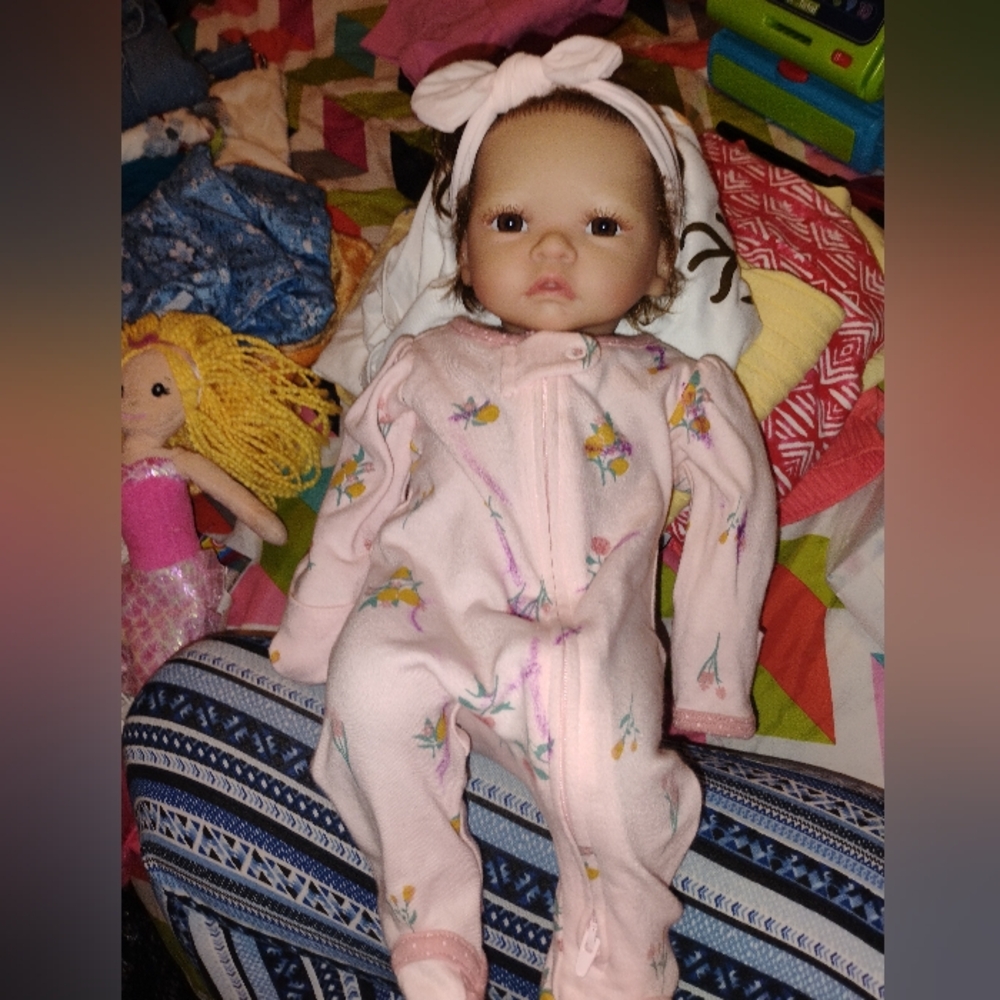Pink Floral Baby Doll with Headband